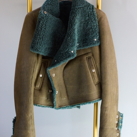 Rick Owen’s Shearling Jacket in Olive Green - Picture 3 of 9